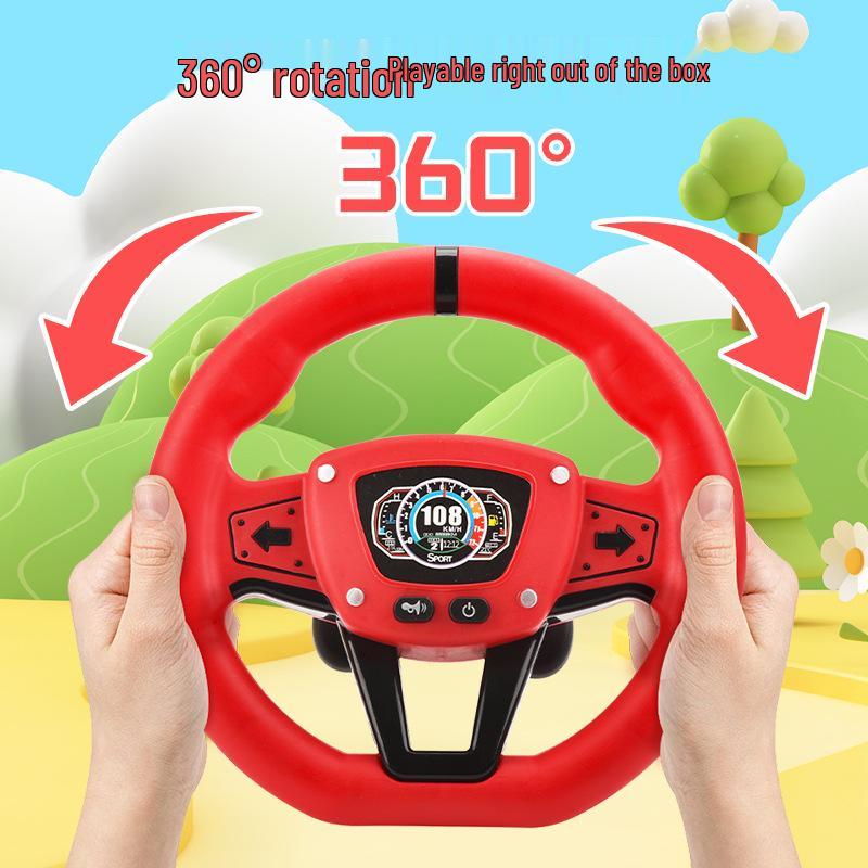 360° Rotating Kids' Educational Racing Wheel with Traffic Sounds & Strong Suction Cup