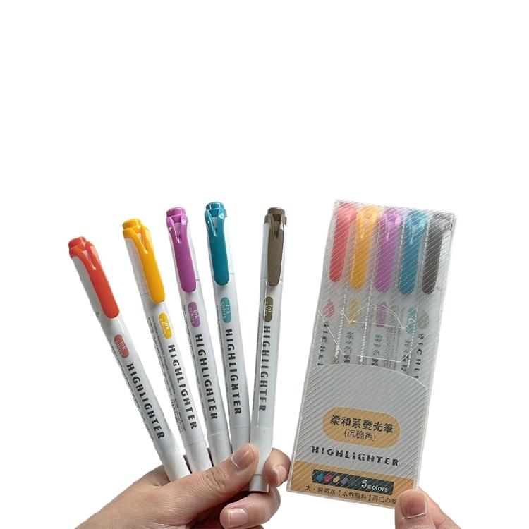 5/15Pcs Double Ended Highlighter Pen Fluorescent Markers Quick Dry for Scrapbooking Planner Calendar Notebook Journal