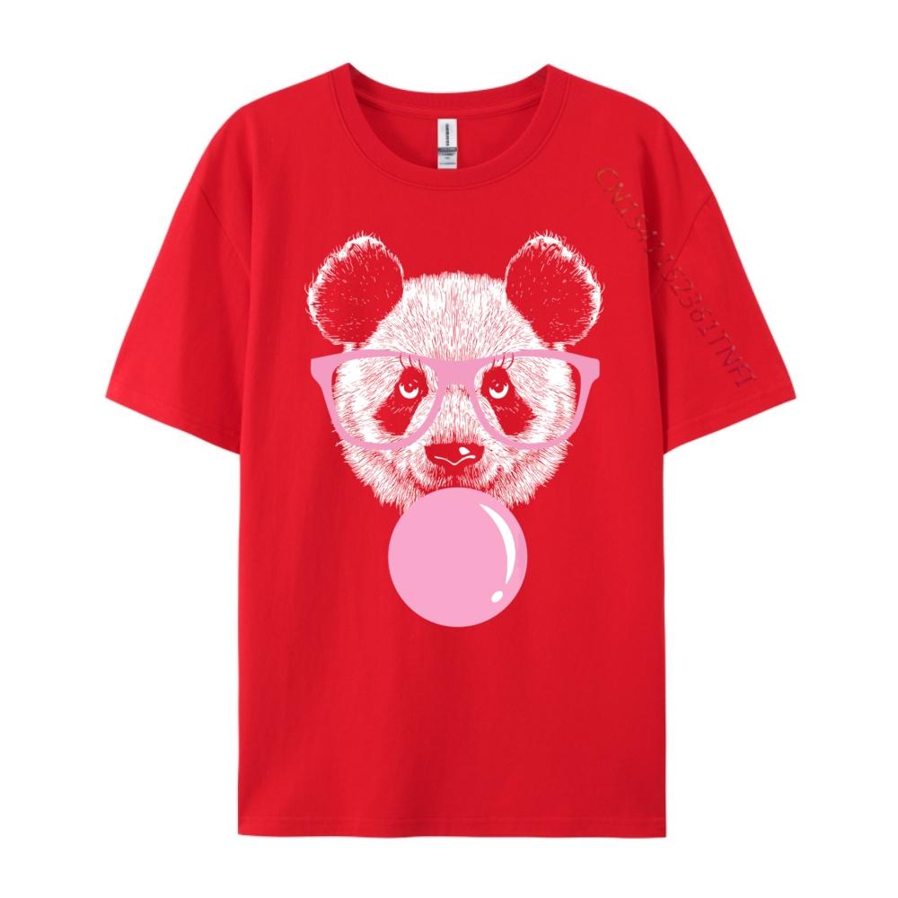 Cool Panda Face Eating Gum And Makes A Bubble Cute Panda Clothing Oversized T Shirt Mens Clothes Halloween S