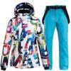 Costum de schi pentru femei Impermeabil Rezistent la vânt Termic Jachetă de schi Snowboard Pantaloni Set Sporturi în aer liber