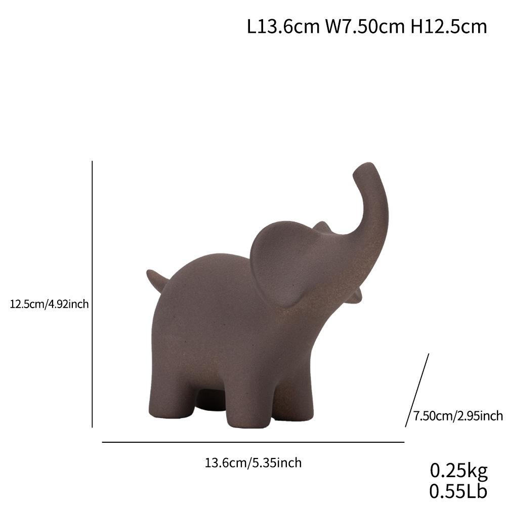 Ceramic Elephant Figurines White Brown Nordic Abstract Modern Art Home Living Room Bookshelf Decoration Office Desktop