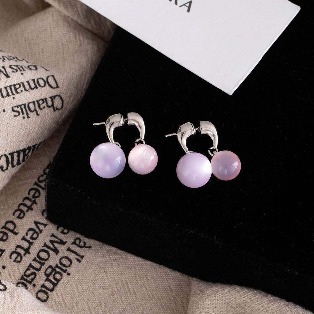 Vorder- und Hinterkugelohrstecker, Einzigartige High-End Light Luxury Ohrstecker, Nischenmode Frische und Super Feenhafte Ohrringe für Damen