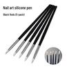 5-Piece Silicone Nail Art Brushes with Black Handles - For Carving, Embossing, Gradient, Blending, and Mirror Powder Application.
