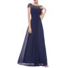 Women's Floral Formal Lace Vintage Short Sleeve Slim Wedding Maxi Dress