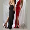 Women's Autumn and Winter New Temperament Sexy Halter Neck V-neck Backless Side Slit Dress
