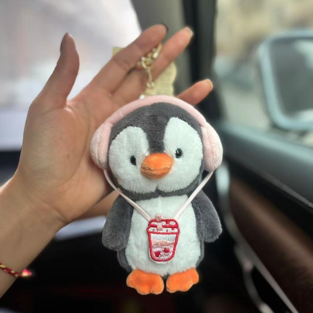 Auricolari Creativi Bambola Pinguino Peluche Portachiavi Ciondolo per Borsa Bambola Pinguino Carina Regalo di Compleanno