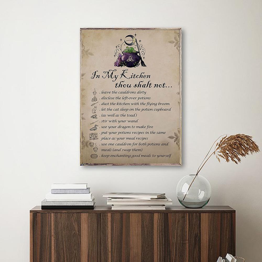 V mé kuchyni nemůžete čarodějnici Plakát Legrační čarodějnice Kouzelná severská nástěnná malba Obraz na plátně Obývací pokoj Nástěnná malba Domácí dekorace Bezrámové