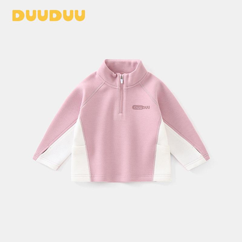 

DUUDUU Toddler Girls A-Class Velvet-Enhanced Base Layer Sweatshirt, Autumn/Winter 2025, Half-High Collar 100 cm рожевий