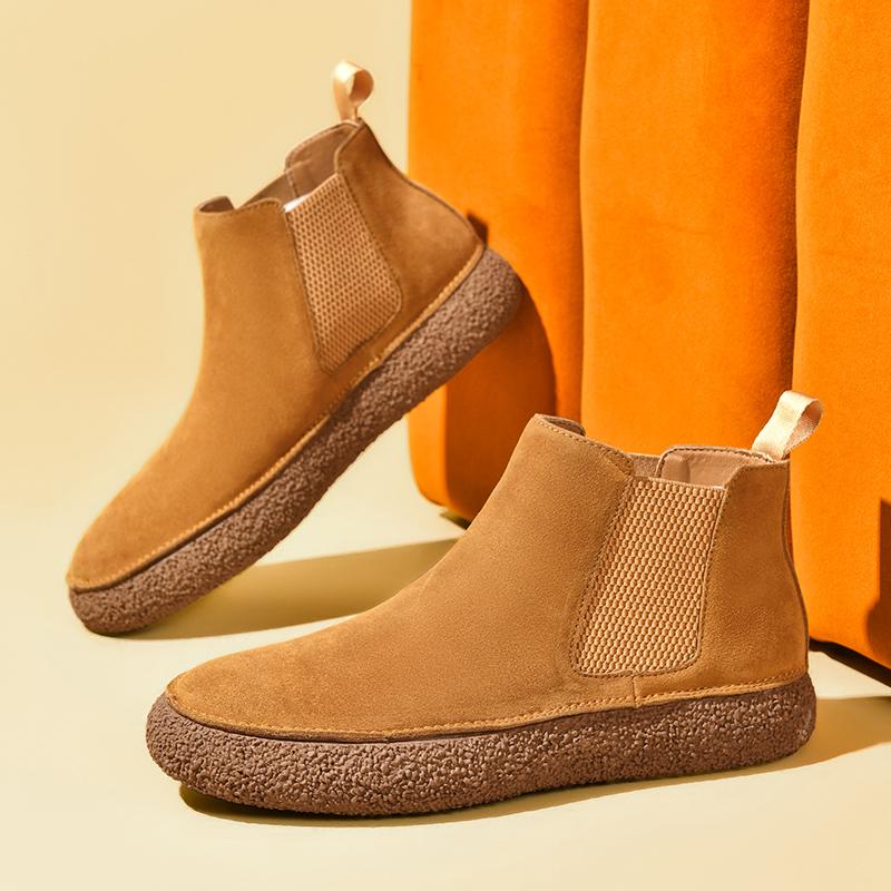 Fashion 2025 New Youth Teenage Chelsea Boots Leisure Walk Man Basic Boots Men Slip on Leather Ankle Boots Versatile Mens Casual Footwear