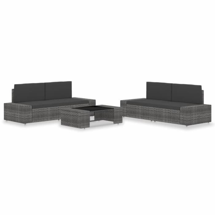 VidaXL Salon de jardin 5 pcs Résine tressée Gris