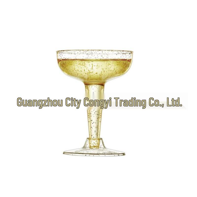 Detachable Red Wine Dessert Cup with High Stem - Disposable Plastic Champagne Flute for Weddings or Pudding Mousse.