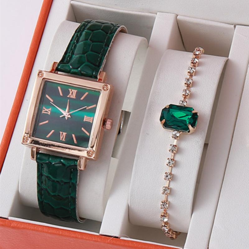 New Fashion Women'S Crocodile Belt Watch Square Roman Numerals Women'S Student Quartz Watch