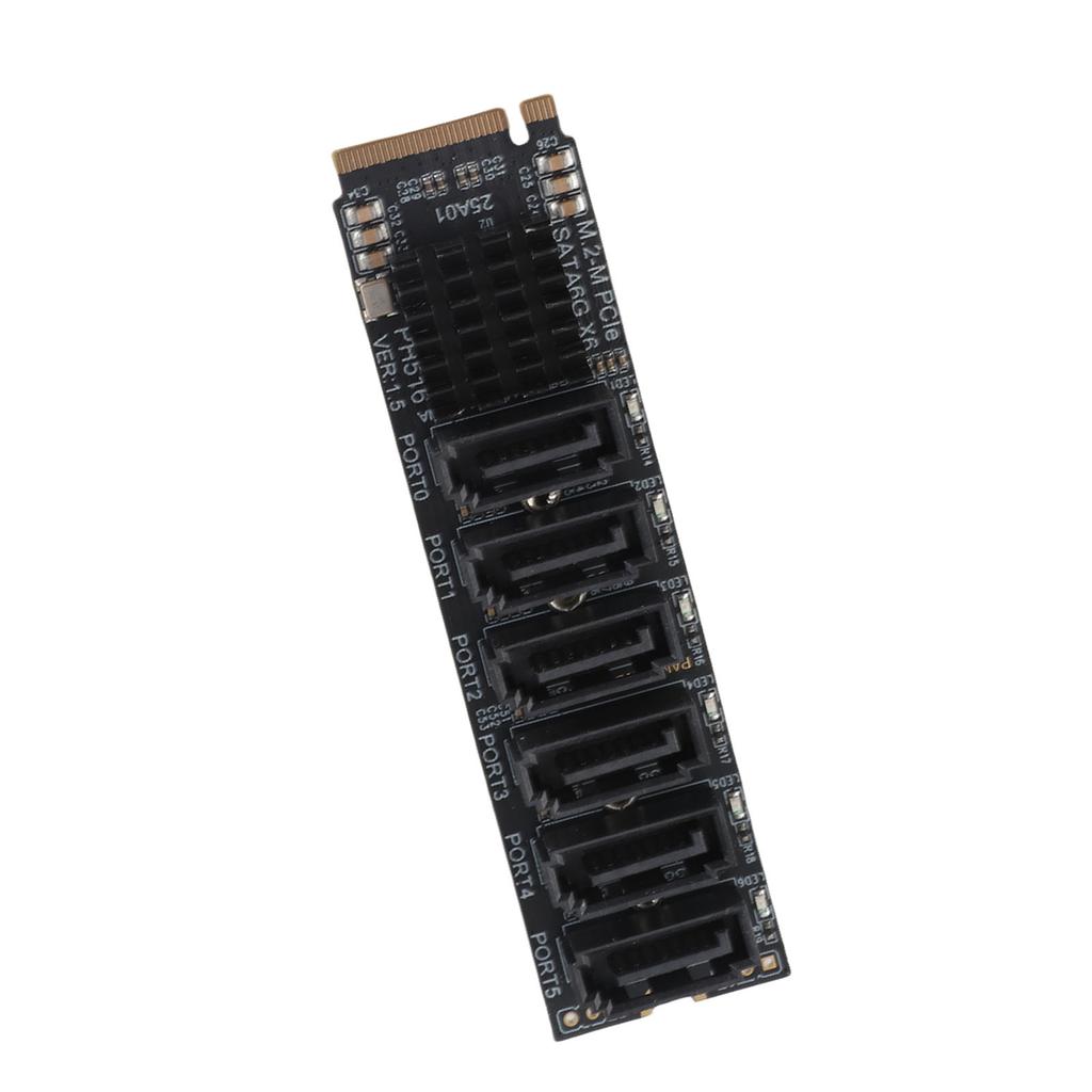 M.2 To SATA3.0 Adapter Card 6Gbps High Speed ASM1166 M.2 PCIE To SATA Expansion Card with Smart Indicator