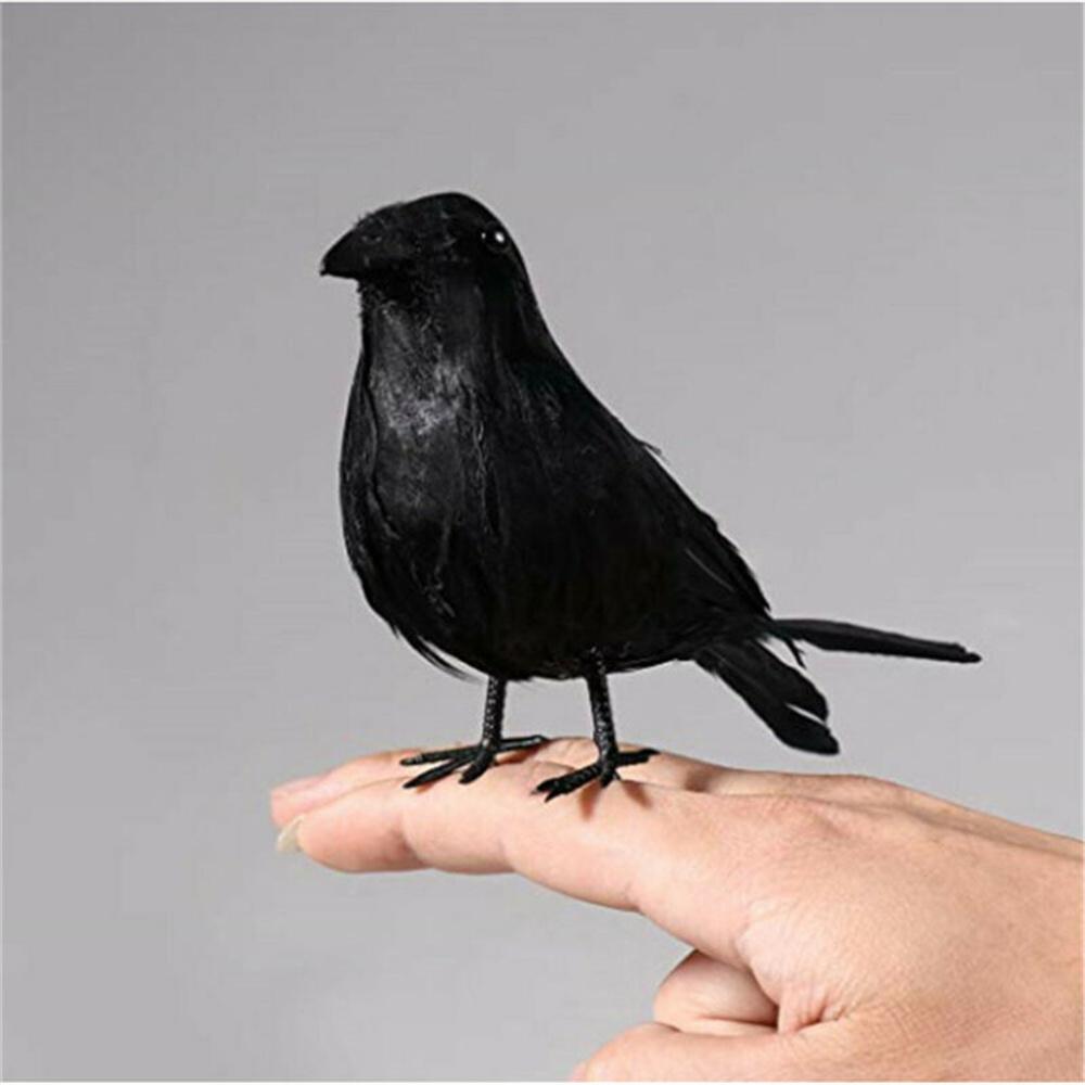 6PCS Halloween Crow Prop Large Realistic Raven Feathered Spooky Party Home Decor