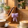 Cute Bag Accessories Leopard Print Plush Bow Keychain, Fluffy Bowknot Charm Key Holder with Lobster Clasp, Women Girls Handbag Decorative Accessory