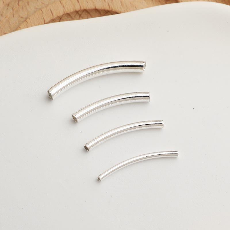 S925 Polished Sterling Silver Curved Tube for DIY Bracelet & Necklace Making