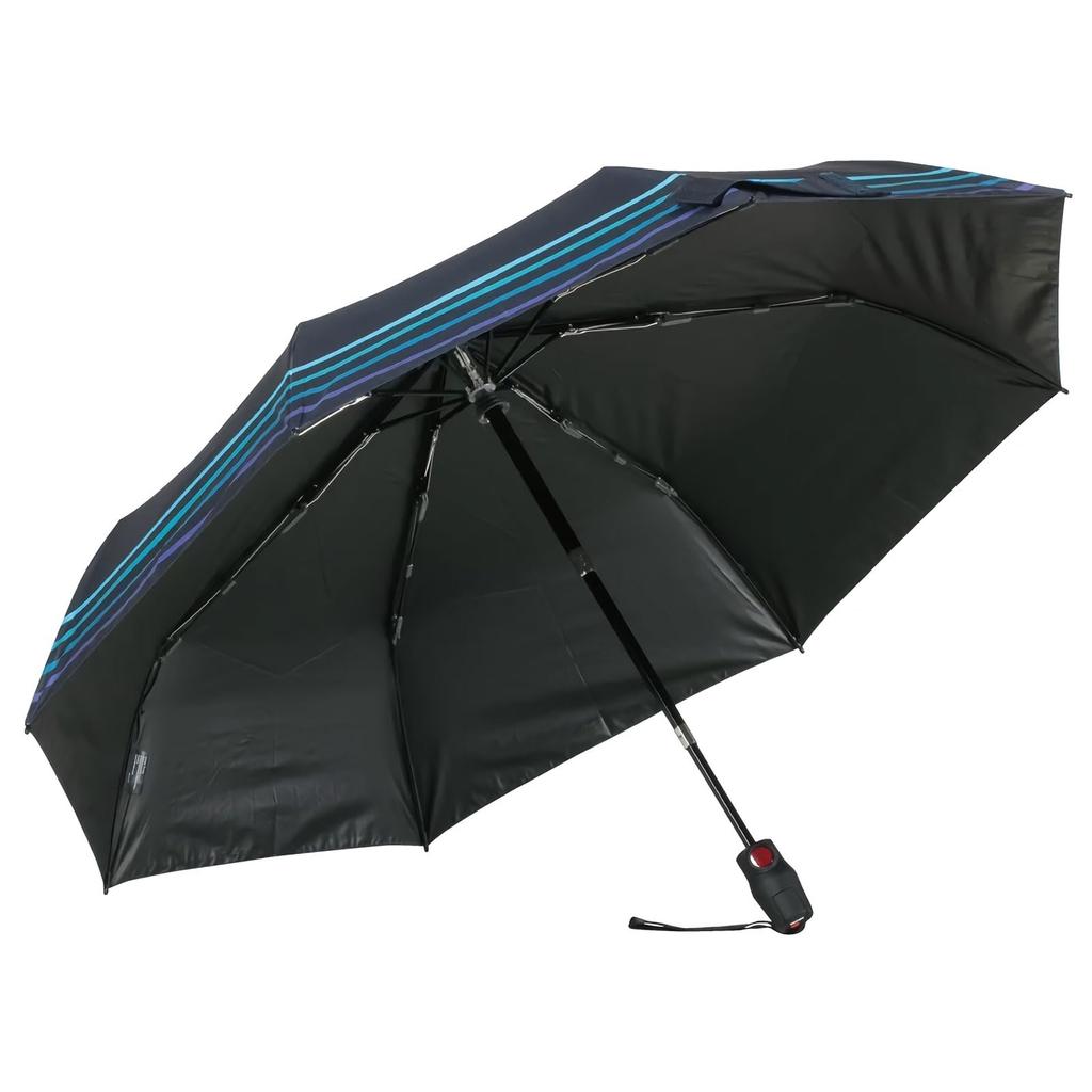 Knirps Stripe Mystic Blue Folding Sun and Rain Use T.220RS Umbrella, [Officially Imported] KNTL220-4003S