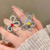 Bunte Perlenblumenringe für Damen Mädchen Koreanische Mode Süße Große Blumenfingerringe Schmuck Ästhetisch Y2K Accessoires
