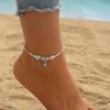 Turquoise Beaded Beach Anklet Adjustable Starfish Charm Anklet Handmade Natural Stone Beads Summer Jewelry for Women Girls