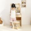 Korean-Style Wood Vanity & Stool Set for Girls - Compact Bedroom Dressing Table