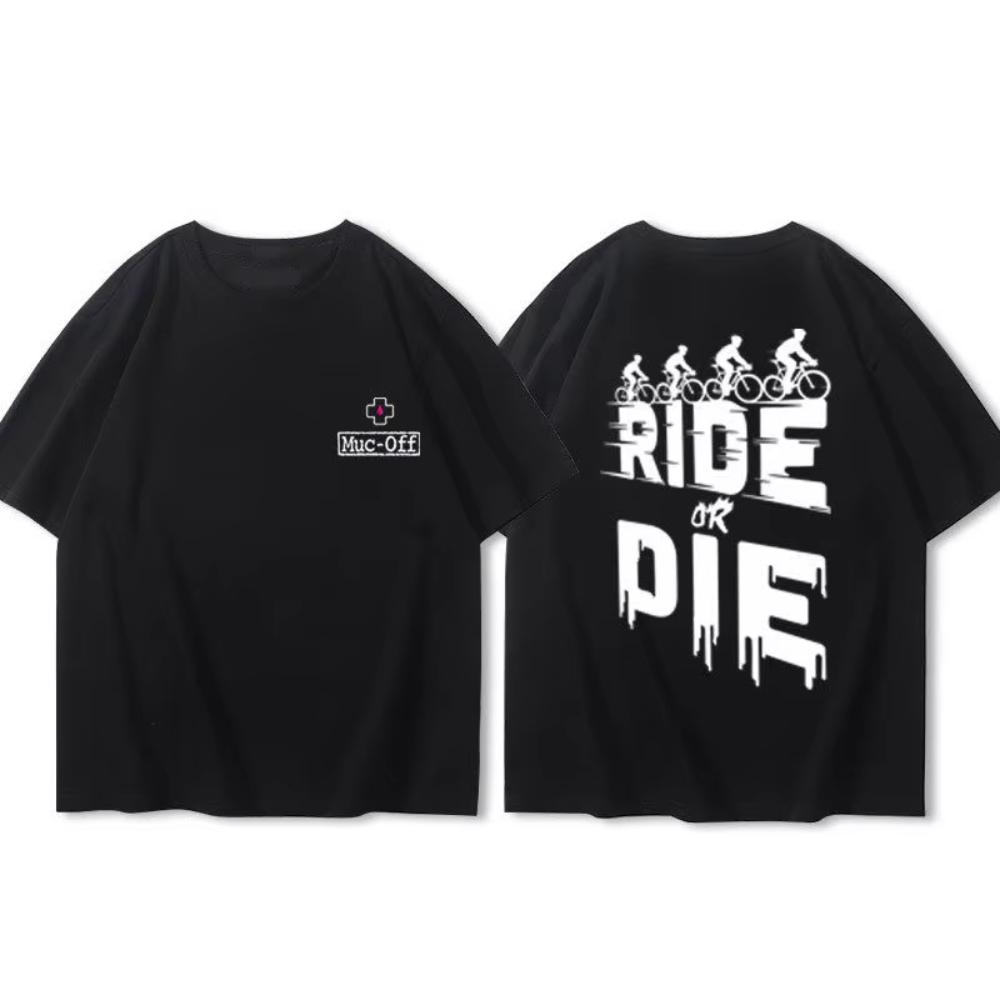 Spring and Summer New Mens and Womens New Cycling Wear Bike Ride or Die Printed Cotton Casual Short Sleeved Round Neck Tshirt