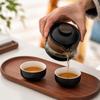 Portable Travel Tea Set for Lovers, Borosilicate Glass Teapot with 2 Cups,
