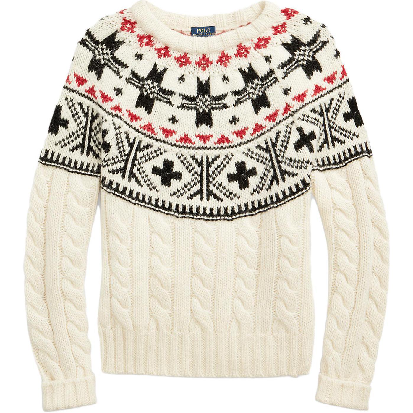 

Polo Ralph Lauren SS23 Geometric Pattern Long Sleeve Pullover Sweater Women sweater White 211860633-001 XXS