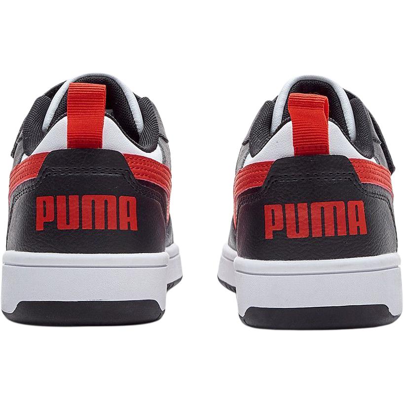 Puma Rebound V6 Lo Ac Versatile Comfortable Low-Top Kids Skate Shoes Kids Skate Shoes Black White Red 404316-02