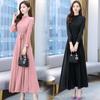 Large Size Women's Elegant Casual O-neck Long Sleeve Slender Dresses