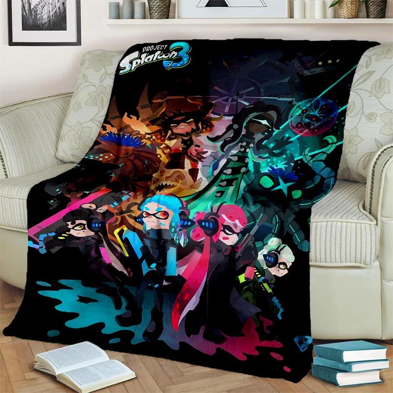 Cartoon PC Gamer 3D Games Splatoon Blanket,Soft Throw Blanket for Home Bedroom Bed Sofa Picnic Travel Office Cover Blanket Kids