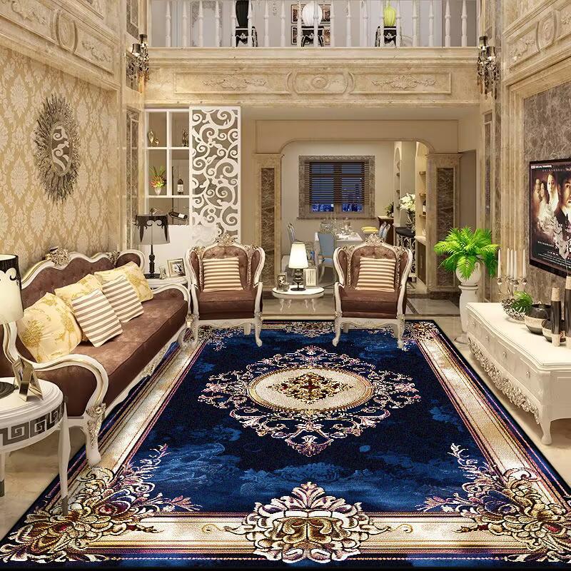 European Retro Floral Large Carpet for Living Room Luxury Decoration Rug Non-slip Bedroom Cloakroom Washable Soft Mat Floor Mats