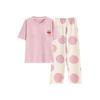 [CHUJNX] Women's Pajamas, Summer, 100% Cotton, Room Wear, Short Sleeves, Loungewear, Chest Padded, Summer Pajamas, Top and Bottom Set, Sleepwear,