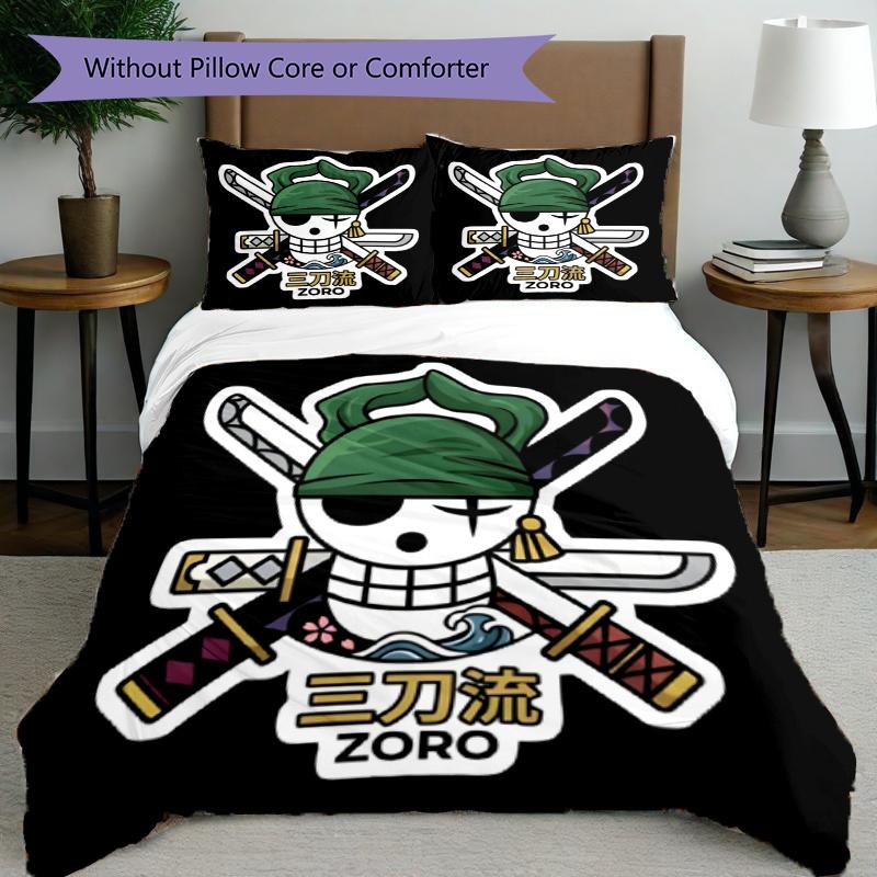 3pcs Duvet Cover Set (1*Duvet Cover + 2*Pillowcase, Without Core), Roronoa Zoro Print Bedding Set, Bedroom Decor, All‑Season, Gift