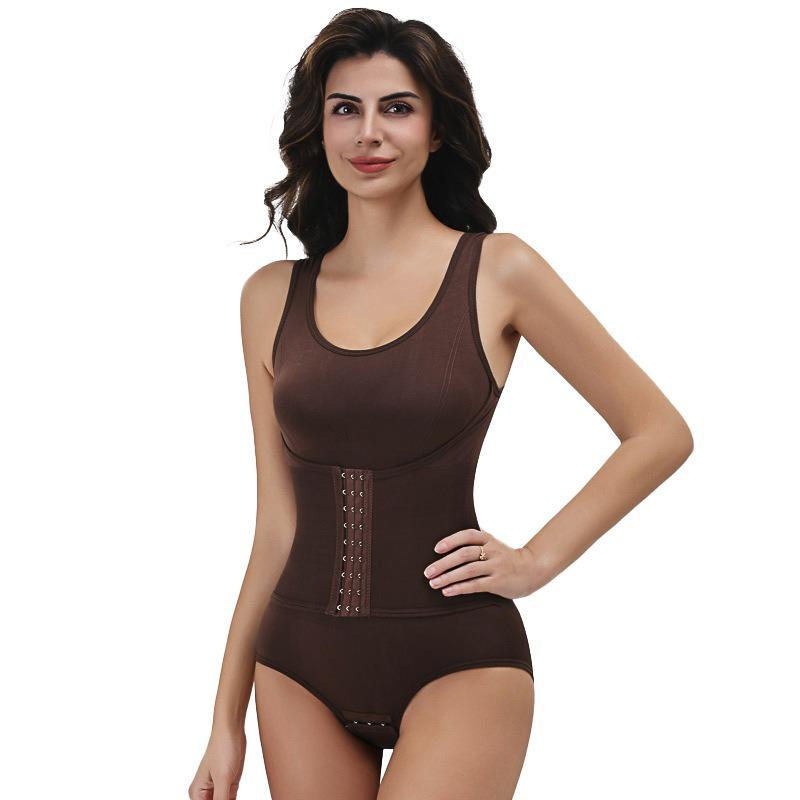 Body modellante stile corsetto con chiusura a bottoni, compressione per un addome più piatto e glutei sollevati, design con cavallo aperto