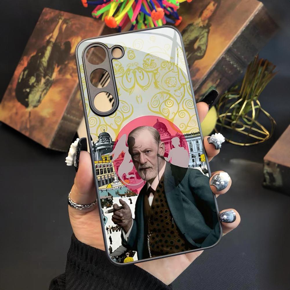 Sigmund psychoanalysis Freud Phone Case for Samsung Galaxy S24 S23 S22 S21 S20 A24 A34 A54 A53 Note20 M54 Fe Ultra Plus Glass