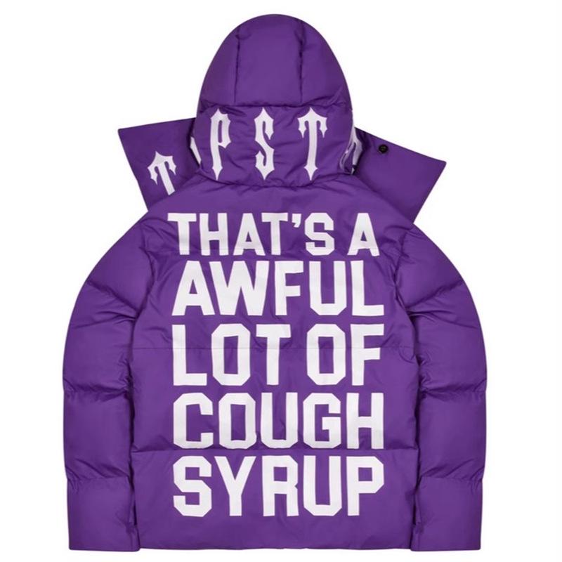 Zima Nowość Unisex Amerykański Streetwear Trapstar Pikowana Kurtka z Kapturem Bawełniana - Ciepła, Gruba i Luźny Krój