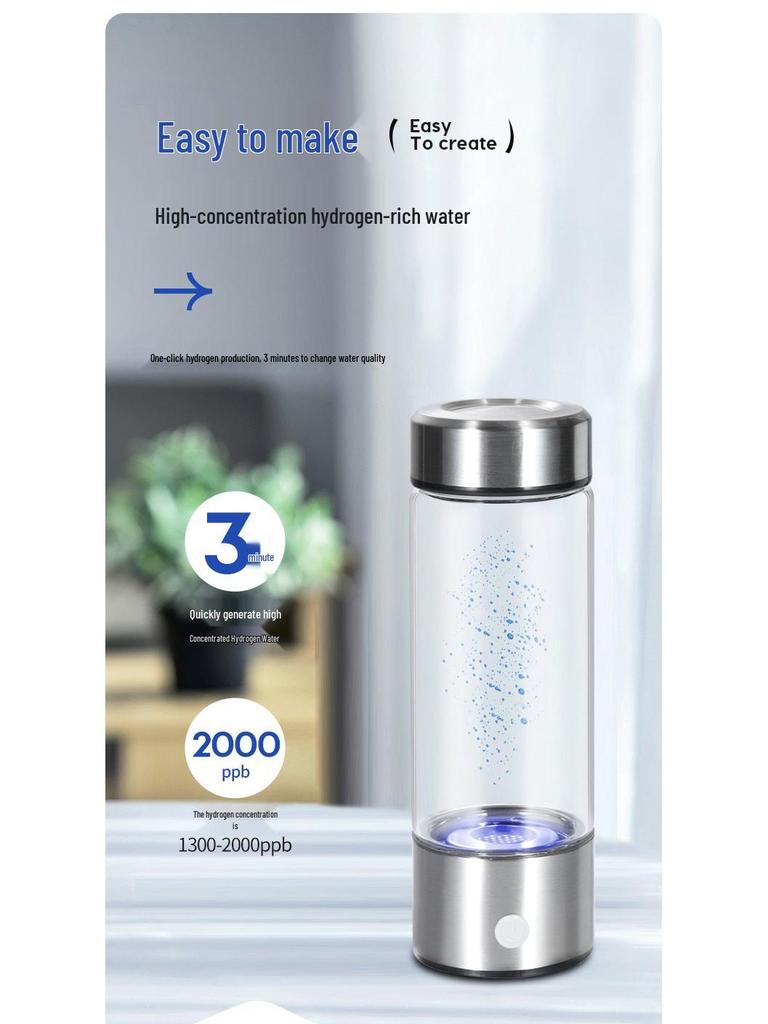 Hydrogen Health Cup: High-Concentration Hydrogen-Rich Water with Electrolysis and Inhalation Function.