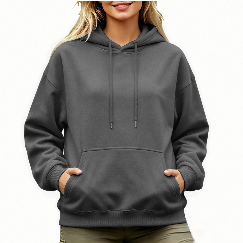 Felpa con cappuccio oversize da donna a spalle scese, manica lunga, per l'autunno