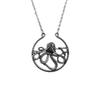Simple Retro Silver Color Circular Hollowed-out Octopus Pendant Necklace for Men Women Hip-hop Punk Street Wear Jewelry Gifts