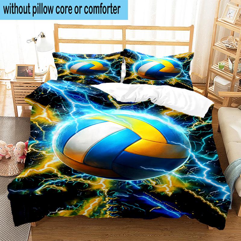 Flaming Football In Action 3pcs Bedding,Including 1pc Duvet Cover And 2pcs Pillowcases Perfect for Christmas,Ideal for Bedroom, Dormitory