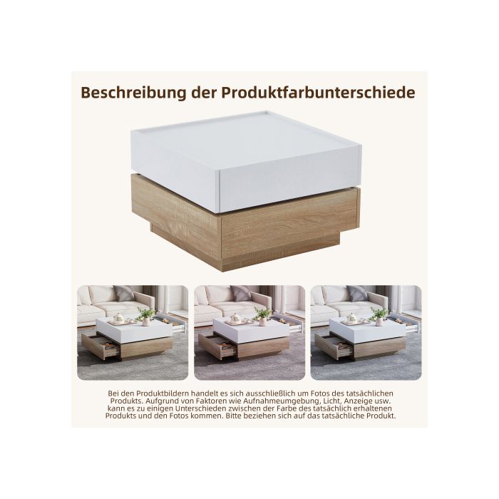 Table basse - MUVOE - Pivotante 360° - Blanc - 60x60x38 cm - Design contemporain