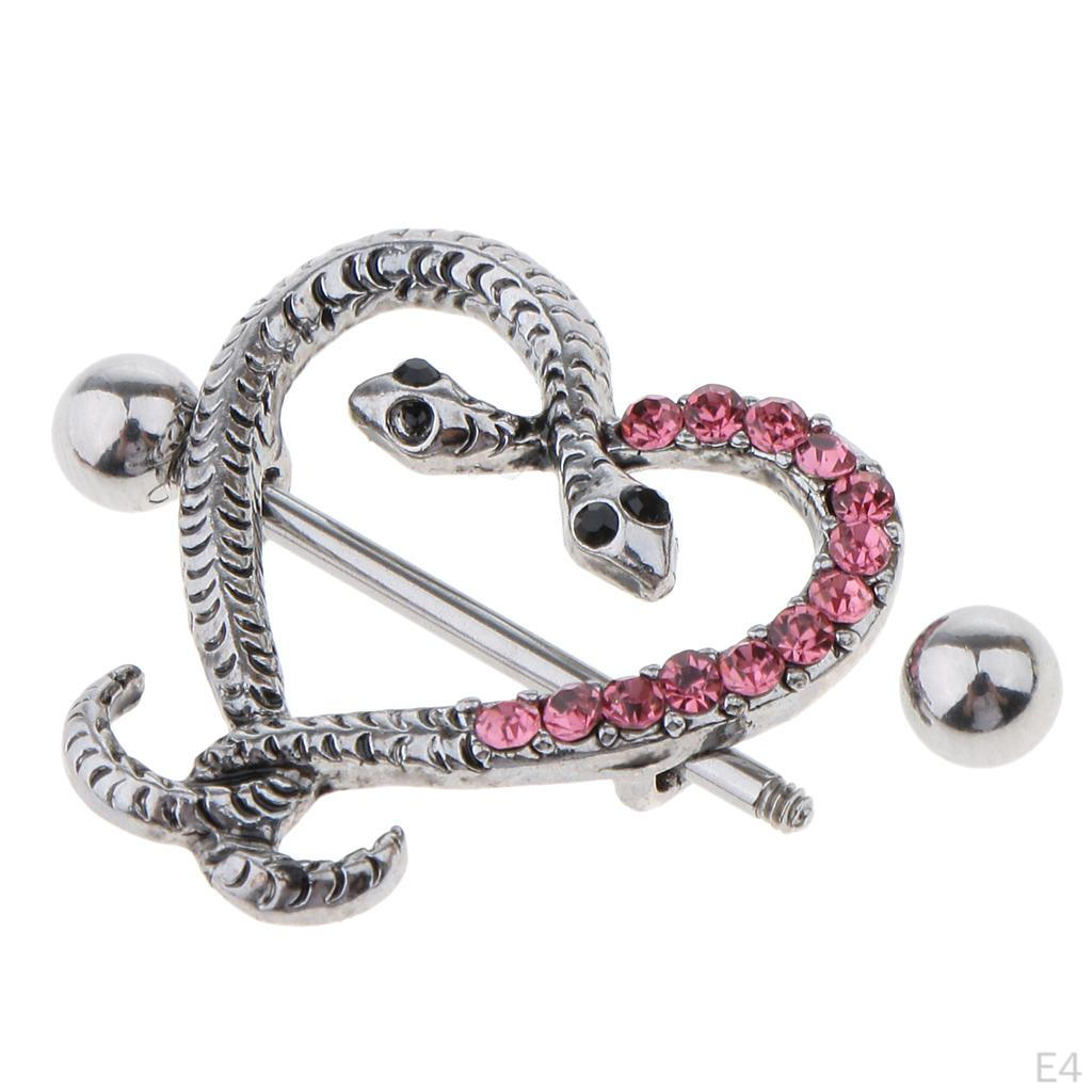 With Rhinestone Barbell Stainless Steel 14G Gothic Nipplering