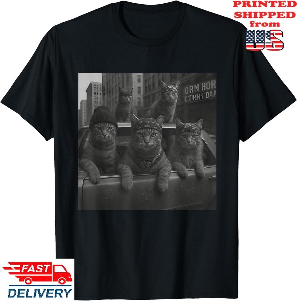 Funny Cat Gang Meme Street Sarcastic Cat Gangster T-Shirt, Unisex Tee Unisex T-Shirt XXXXL