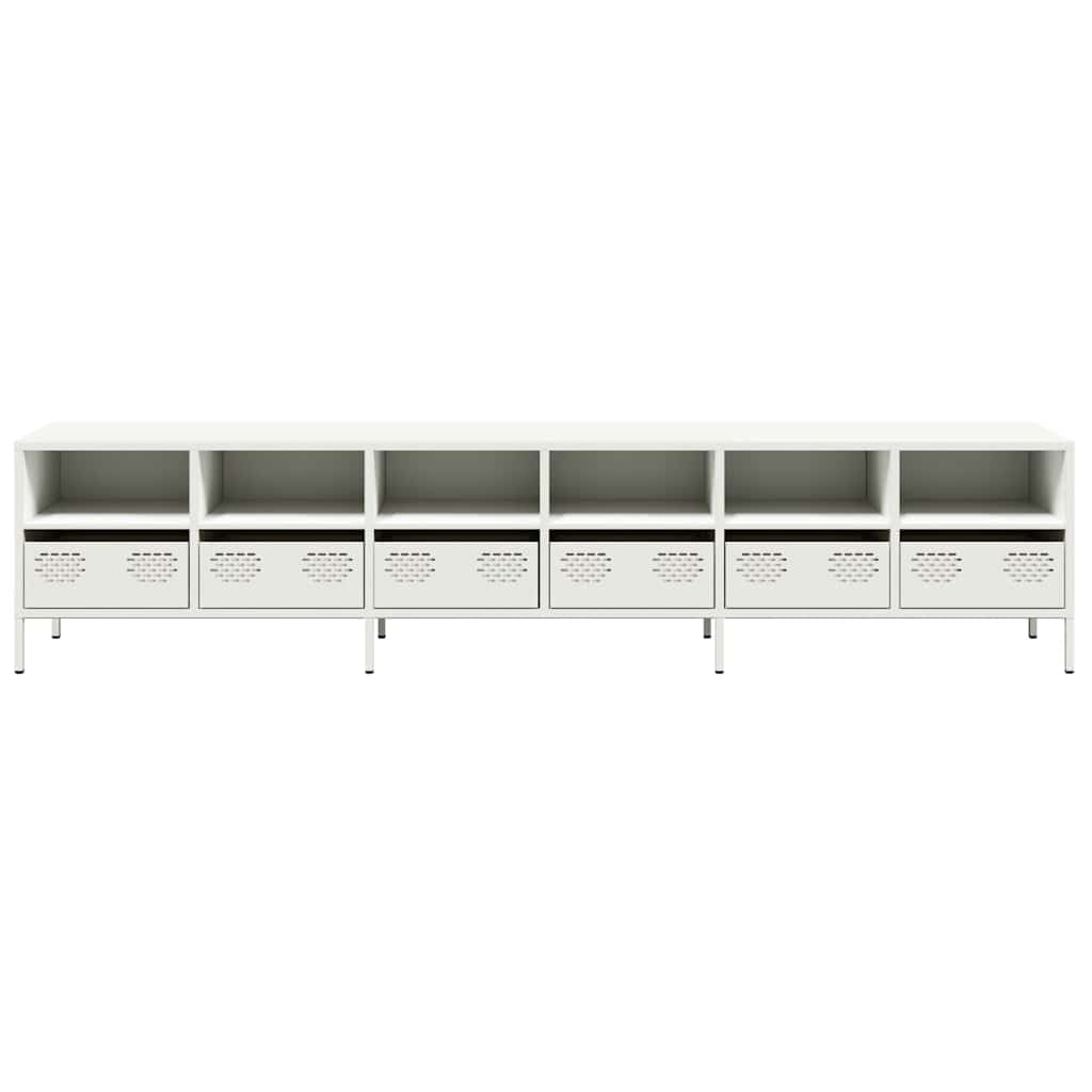 TV Stand White 202x39x43.5 cm Cold Rolled Steel