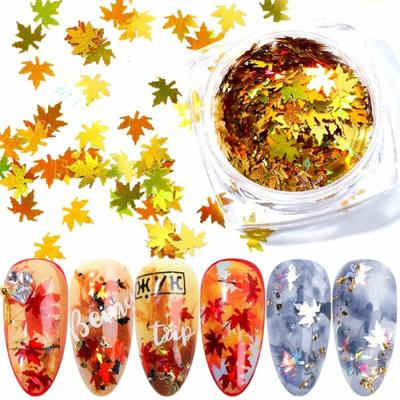 1 doos holografische nagelkunst esdoornbladeren vlokken pailletten plak nageldecoratie manicure accessoire