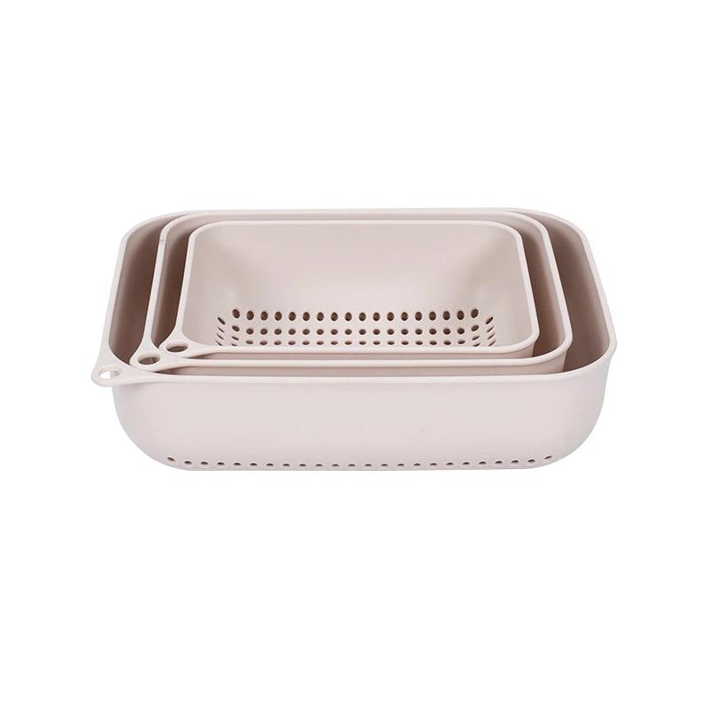 3Pcs Plastic Vegetable Washing Basket Kitchen Fruit Vegetable Asphalt Basket Fruit Storage Basket Fruit Vegetable Asphalt Basket хаки