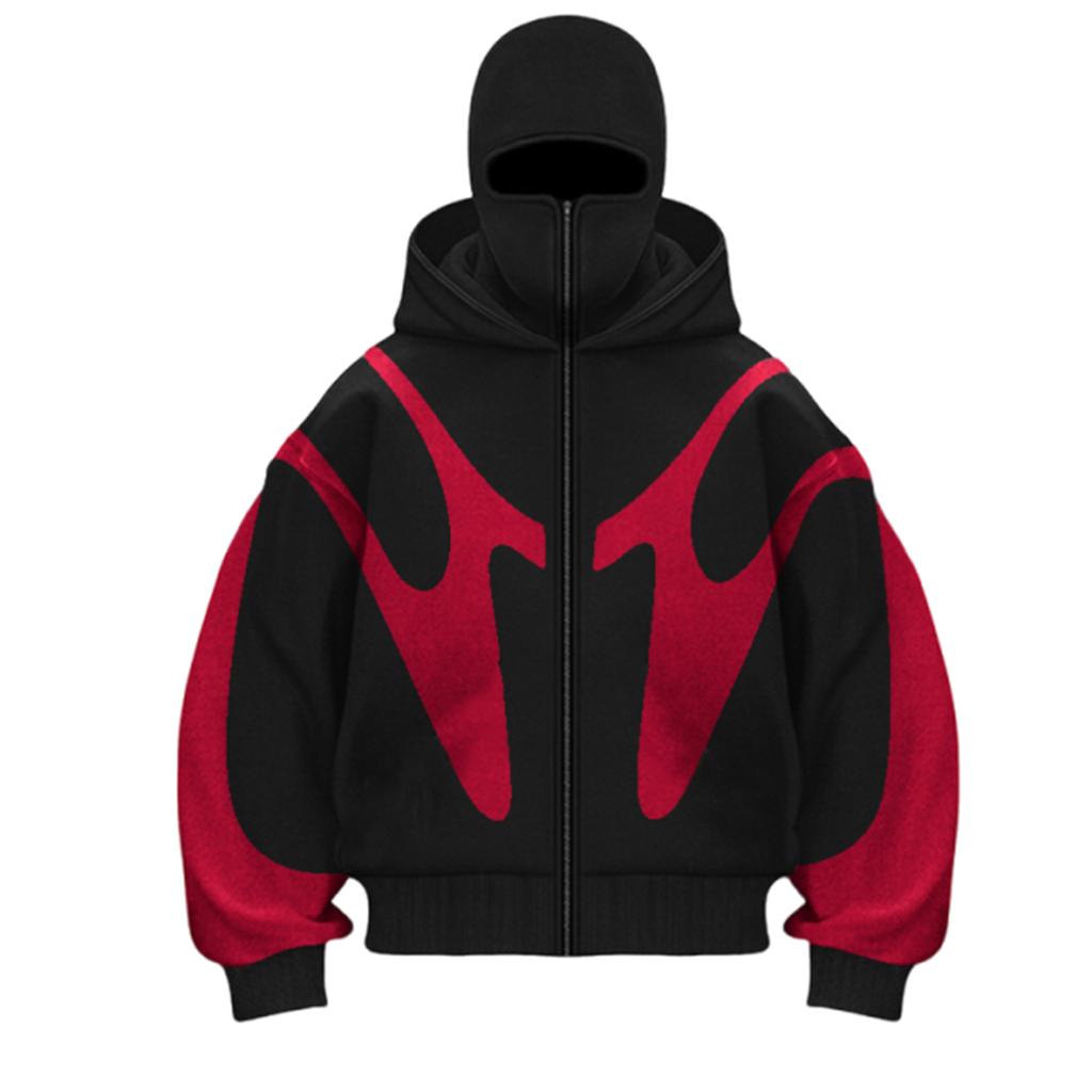 Velvet Punk Double Hat Unique Design Hoodie Loose Hoodie
