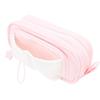 Drawstring Pen Pouch Large Opening Double Layer Pencil Holder Large Stationery Bag for Office School Supplies Pinkish