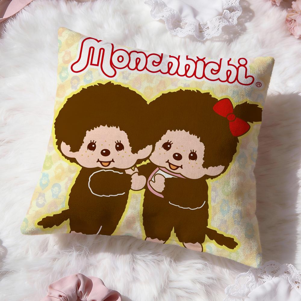 Tecknad M-Monchhichi Kuddfodral Premium Komfort Vändbart Kuddfodral - Två i Ett Design för Alla Rum & Bilinteriör