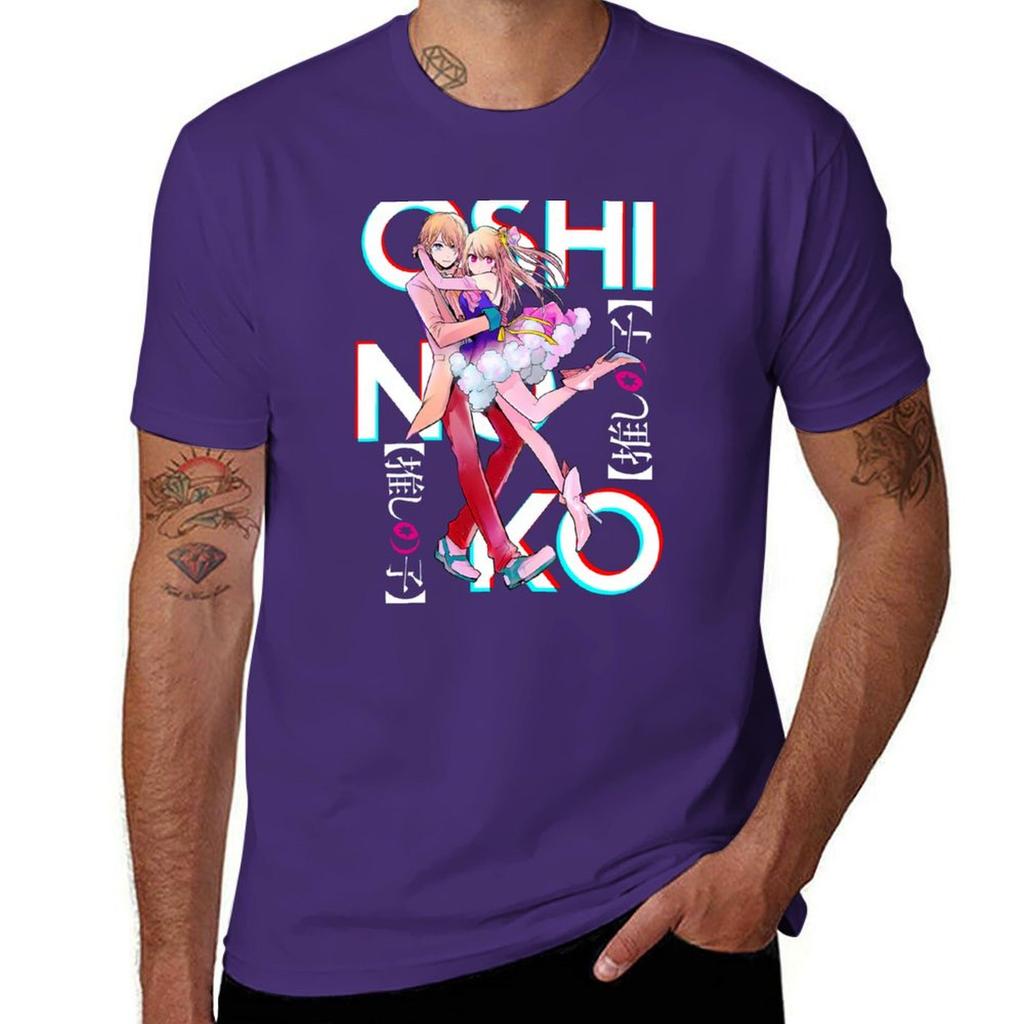 Brother and Sister Oshi No Ko Ruby Aqua On Black Active Tshirt Vintage Sublime Oversized T Shirts for Men